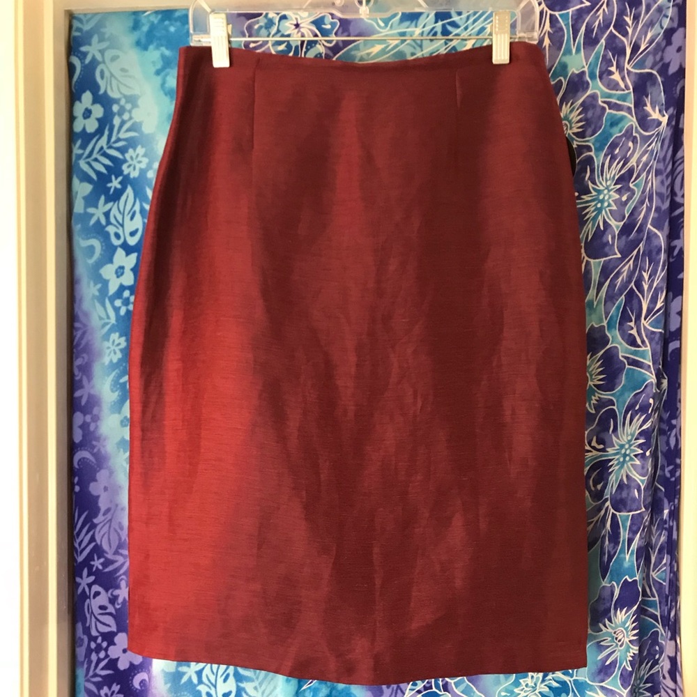 Valerie Steven Linen/Silk Wine Colored Skirt NWT